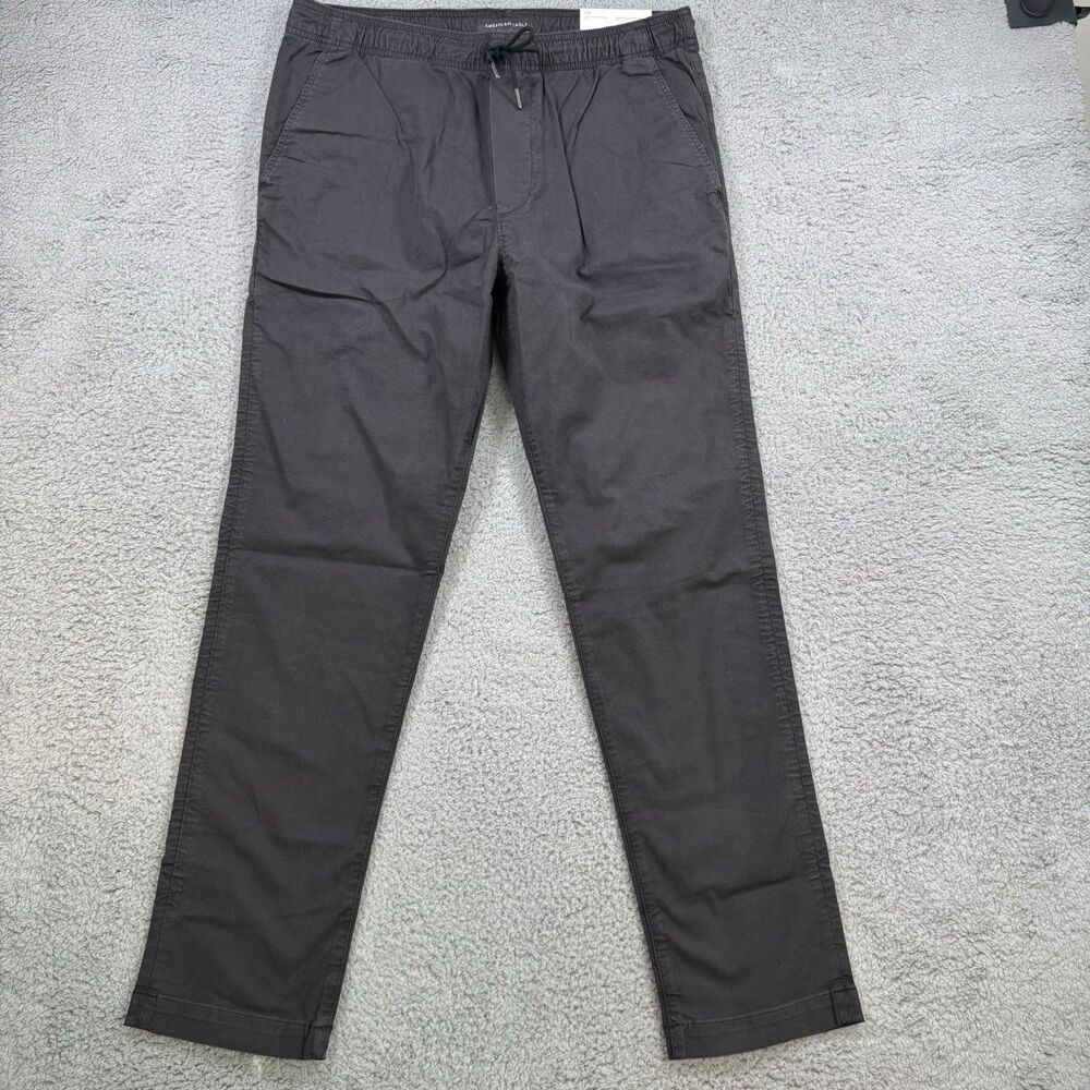 S American Eagle Pants Mens M Gray Trekker Khakis Flex Pull On Twill Chinos